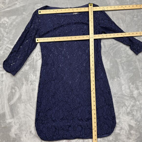 Vince Camuto Women’s Size 4 Sheath Dress Navy Blue Lace 3/4 Sleeve Cocktail - Picture 2 of 7